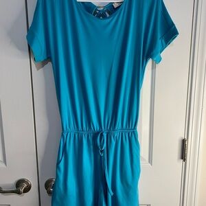 Zenana Outfitters Blue Jumpsuit with Soft‎ Fabric and Elastic Waist